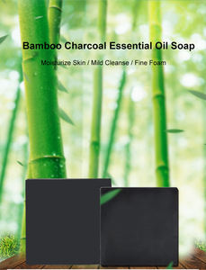 Eliminación de espinillas de acné Iluminador Limpieza profunda Lavado facial y <span class=keywords><strong>corporal</strong></span> con carbón de bambú natural 100g Jabón hecho a mano - Product Image 5