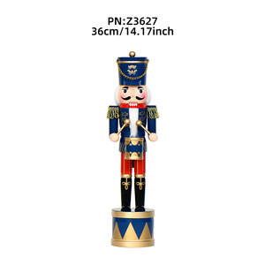 Cascanueces Tradicional Navideño <span class=keywords><strong>de</strong></span> 36 cm, Figura <span class=keywords><strong>de</strong></span> Soldado Cascanueces <span class=keywords><strong>de</strong></span> Madera, Decoración Navideña Azul y Dorada con Base <span class=keywords><strong>de</strong></span> Tambor - Product Image 2