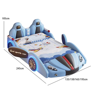 Letto per Bambini Moderno e di Tendenza a Forma di Auto per Ragazzi, Letto per Bambini Imbottito in Pelle con Sponde di Sicurezza, Letto Matrimoniale Creativo per Bambini - Product Image 6