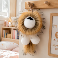 Porte-clés en peluche lion mignon, breloque de sac en peluche douce, jouet en peluche, cadeau, pendentif