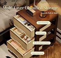 Meuble de Rangement Roulant Multi-Tiroirs Rétro pour Chambre à Coucher, Table de Chevet, Organisateur de Livres et Articles Divers, Robuste et Économique, Vente Directe Usine