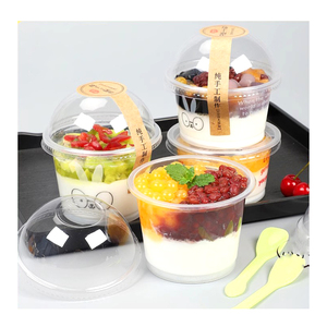 Stampa Logo di vendita calda <span class=keywords><strong>Yogurt</strong></span> usa e getta 5Oz 8Oz 9Oz tazze da imballaggio per Dessert in plastica trasparente riciclabile con coperchio - Product Image 1