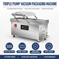 Machine d'emballage sous vide à double chambre Xicang XC-600, avec rainure de soudure, en acier inoxydable épaissi et triple pompe pour une longue durée de vie
