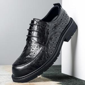 Zapatos de Piel de Oveja para Hombre, Estilo Británico Premium, Punta Redonda, Antideslizantes, Amortiguadores, con Cierre de Cordones, para Fiestas, para Todas las Temporadas - Product Image 5