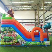 WINSUN Château gonflable géant Lion de la Jungle avec toboggan et mur d'escalade pour enfants, idéal pour les fêtes en extérieur et la location commerciale