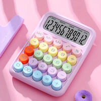 Calculadora Mecánica de 12 Dígitos, Papelería de Escritorio de Oficina en Atractivos Objetos Decorativos de Color Caramelo, 1 Unidad