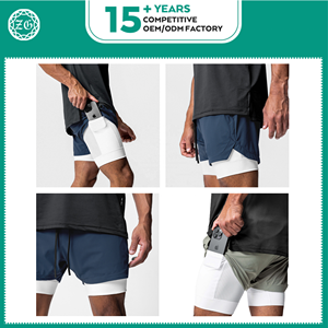 <span class=keywords><strong>Pantalones</strong></span> <span class=keywords><strong>Cortos</strong></span> Deportivos 2 en 1 de Compresión Transpirable OEM, <span class=keywords><strong>Pantalones</strong></span> <span class=keywords><strong>Cortos</strong></span> de Entrenamiento Ajustados de Doble Capa para Correr, Gimnasio y Trotar para <span class=keywords><strong>Hombre</strong></span> - Product Image 3