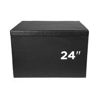 Boîte de saut en bois noir avec logo personnalisé Rouser Fitness, en cuir EVA, 6-24 pouces, pour entraînement de CrossFit et salle de sport commerciale