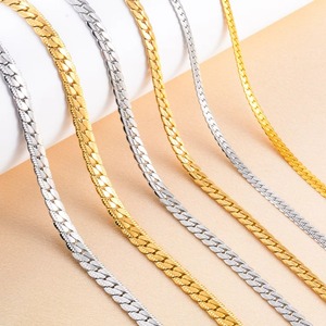 Cadena cubana plana de acero inoxidable en color oro y plata para hombre y mujer, collar de hip hop, regalo para fiestas, joyería de moda. - Product Image 1