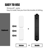 Poignée et bouton en plastique ABS noir mat auto-adhésifs sans perçage 150 mm pour armoire et tiroir