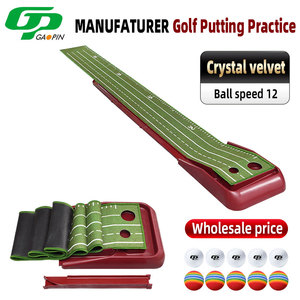 Tapis de putting de golf en velours cristal avec retour automatique de balle, double trou, marquages de distance, double ligne d'alignement, OEM ODM pour l'entraînement - Product Image 3