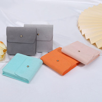 Pochette à bijoux magnétique en microfibre avec bouton doré, sac de rangement 3D en velours pour bijoux, emballage de bijoux à rabat, vente en gros