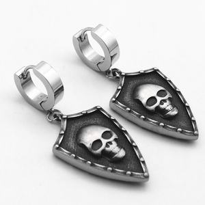 Pendientes de Acero Inoxidable Estilo Hiphop, Calavera Gótica, para Hombre, Color Negro Plateado, Joyería Punk, Pendientes de Moda para Hombre y Mujer - Product Image 3