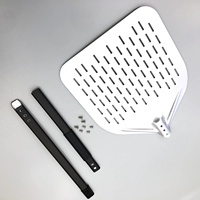 Pelure à pizza perforée antiadhésive de 12 pouces et pagaie à pizza en métal durable avec poignée en aluminium