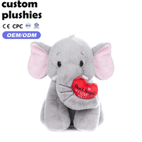 Vente en gros d'usine, peluche éléphant avec décoration en forme de cœur, logo personnalisé OEM, cadeaux pour la Saint-Valentin