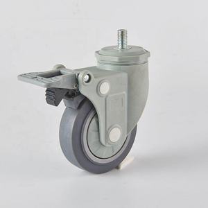 <span class=keywords><strong>Roulettes</strong></span> pivotantes avec frein à anneau de maintien, tige en nylon, fourche en TPR, noyau en PP pour chariots de transport, chariots utilitaires, chariots de service alimentaire - Product Image 5