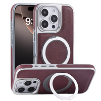 Étui de téléphone en cuir magnétique rotatif pour Apple 16promax, coque de protection anti-chute électroplaquée pour iPhone 15, 14, 13, 12