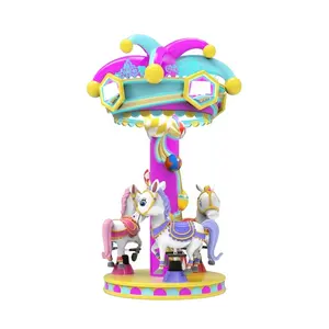 Amusement Machine Mini Carousel FRP Fiber Coin-operated 3 Seat Merry Go Round Carousel Ride For Kids