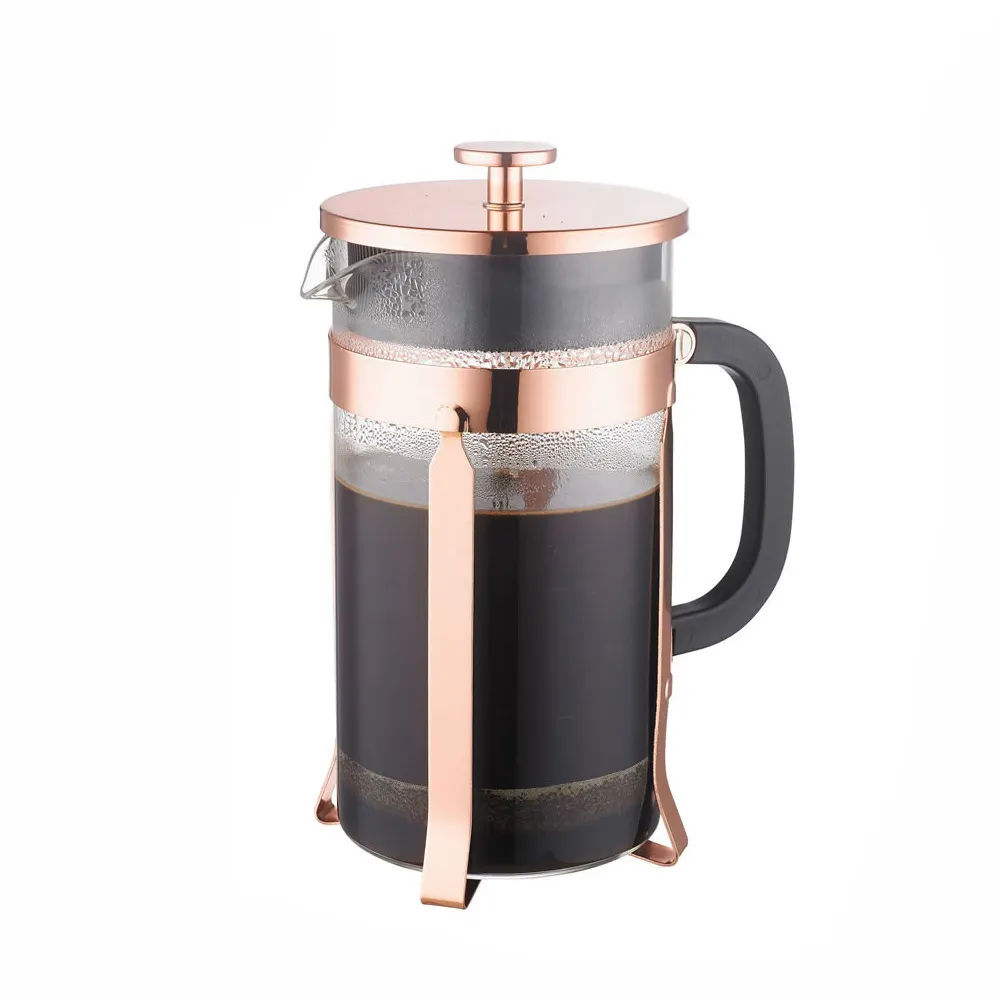 Rose gold vacuum portable travel stainless steel glass coffee make bean oil press machine strainer maker french coffee press