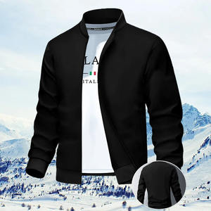 Jaket Bomber Musim Dingin Pria yang Stylish dan Ringan dengan Ritsleting, Kerah Tegak Kasual, Gaya High Street, Nyaman, 2 Kantong, Ukuran 2XL Depan - Product Image 1