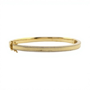 Bracelet manchette classique de luxe pour femmes et enfants, plaqué or 18 carats, entièrement serti de zircons, en acier inoxydable 316L, bijou cadeau - Product Image 3