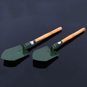 Multi Function Folding Shovel Green Wooden Handle Outdoor Camping Tool 11 Specification Industrial Grade - Product Image 1