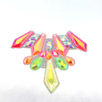 Appliques thermocollantes en strass Néon AB DIY, grandes pierres décoratives pour textile de maison, chapeaux, costumes de carnaval et ornements