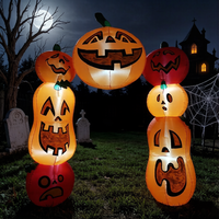 Arche gonflable d'Halloween de 8 pieds en forme de citrouille empilée, décoration extérieure de jardin pour Halloween