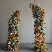Ensemble de support de fond de scène pour mariage vintage T84, décorations florales d'automne, arche en corne, arche florale orange, arrangements floraux, arche de mariage à vendre