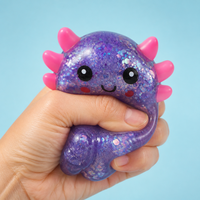Jouets sensoriels anti-stress en maltose en gros, Axolotl amusant à paillettes à presser