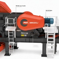 Installation de concassage mobile modulaire MW120J, concasseur à mâchoires sur roues, démarrage à un bouton, contrôle automatique, transport facile, châssis 3 essieux