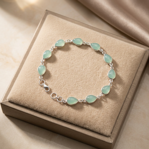 925 Sterling Silver Agate <b>Gemstone</b> Water Drop Bezel Setting Women's Elegant <b>Bracelet</b> & Bangles - Product Image 3