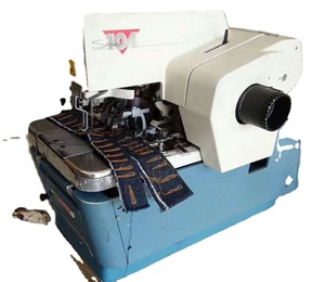 Tête de machine à coudre industrielle à œillets et boutonnières d'occasion, fabriquée aux États-Unis, modèle Recees104 pour jeans - Product Image 1
