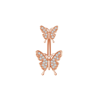 Bijoux de piercing personnalisés pour les fêtes de mariage Anneau de ventre papillon en zircon en acier inoxydable Bijoux de nombril en diamant pour ongles