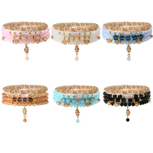 <b>Crystal</b> Tassel <b>Bracelet</b> Multi Layered Acrylic <b>Beaded</b> Elastic Women Jewelry Spring 2024 Yiwu Manual Made Geometric Style - Product Image 1