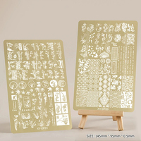 Templat Stempel Nail Art Transfer Gambar Hutan Bambu Bunga Kupu-kupu Plat Stempel Kuku Baja Tahan Karat
