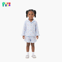 Puresun Vente en gros Pyjamas à manches longues à imprimé floral en viscose de bambou / 100% coton biologique Vêtements de nuit pour enfants Pyjamas personnalisés pour filles