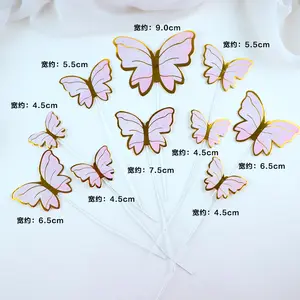 Best Price Acrylic Colorful Butterfly Cake Topper Party Dessert Decoration For Baby Shower Baking Supplies