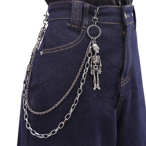 Cadena de cintura yueli Skeleton de doble capa, estilo punk hip hop, cadena corporal de moda, cadena informal para pantalones de plata tibetana - Product Image 1