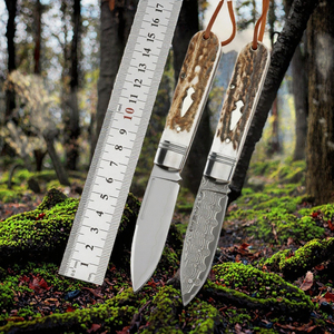 Stag Antler Handle Folding <b>Pocket</b> Knife Damascus Steel Blade Vintage EDC Cutlery for Camping Hunting OEM - Product Image 2