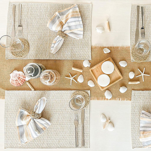 Manteles individuales de estilo bohemio personalizados al por mayor, manteles de papel redondos coreanos tradicionales, vajilla de boda impermeable, técnica tejida - Product Image 2