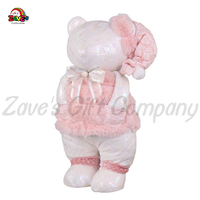 Zaves 31CM Rose Robe Ours Sans Yeux En Peluche Poupée Personnalisable Couette avec PP Coton Remplissage Mignon Apaisant Cadeau pour Enfants Couples