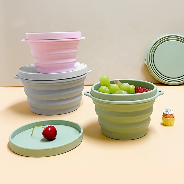 Lightweight Portable Silicone Folding Bowl Eco-Friendly Outdoor Travel Road Trips Retractable Folding Picnic Dishes Plates