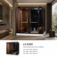 Душевая кабина из акрила 1500x1500x2200 мм с изогнутыми элементами, класса люкс, со встроенной паровой функцией, LED-подсветкой и полным набором функций для спа-процедур