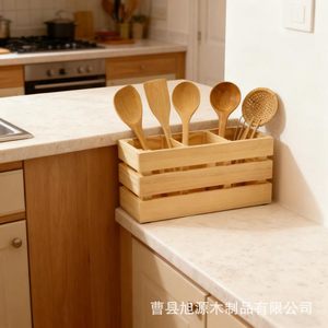 Boîte de rangement de cuisine en bois, organisateur multifonction pour couverts et ustensiles, taille de bureau 8-11,9 pouces, fabriqué à la main - Product Image 4