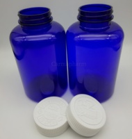 Bouteille de pilules PET médicinale de couleur bleue de 500 cc avec bouchons CRC bouteilles gommeuses