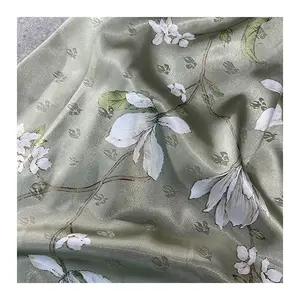 Wholesale Custom Matte Silk Satin Women 100% Polyester Digital Printed Brocade Jacquard Satin Floral Fabric for Dress