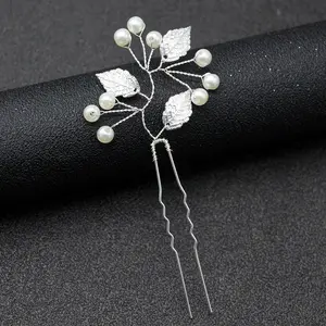 ML1049 Fashion Leaves Hair Pin With Pearls Bridal Handmade Hair Pin Wedding Hair Jewelry