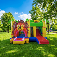 WINSUN pour enfants Lion Paradise Château gonflable avec toboggan double entrée, structure de saut Jungle commerciale pour fêtes