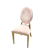 Chaises de mariage roses fantaisie empilables en acier inoxydable doré de bonne qualité, mobilier d'événements hôteliers, prix réduits